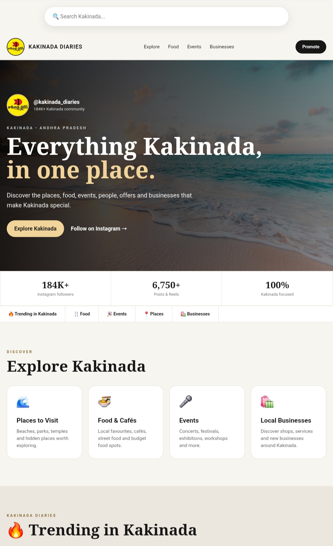 Kakinada Diaries website