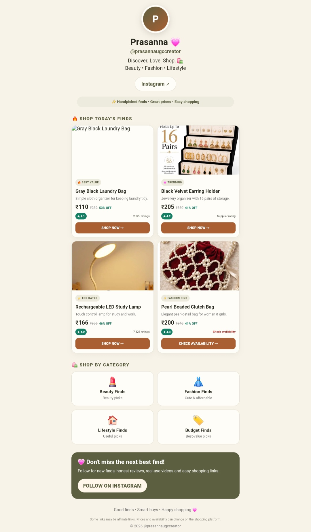 Prasanna UGC Creator website
